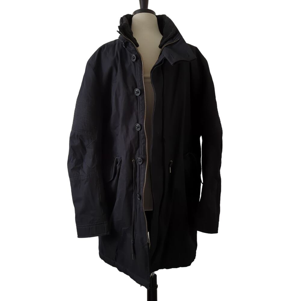 Helmut Lang Jacket Black XL Winter Coat Cargo Utility Hooded Parka Heavy Long - Picture 5 of 16